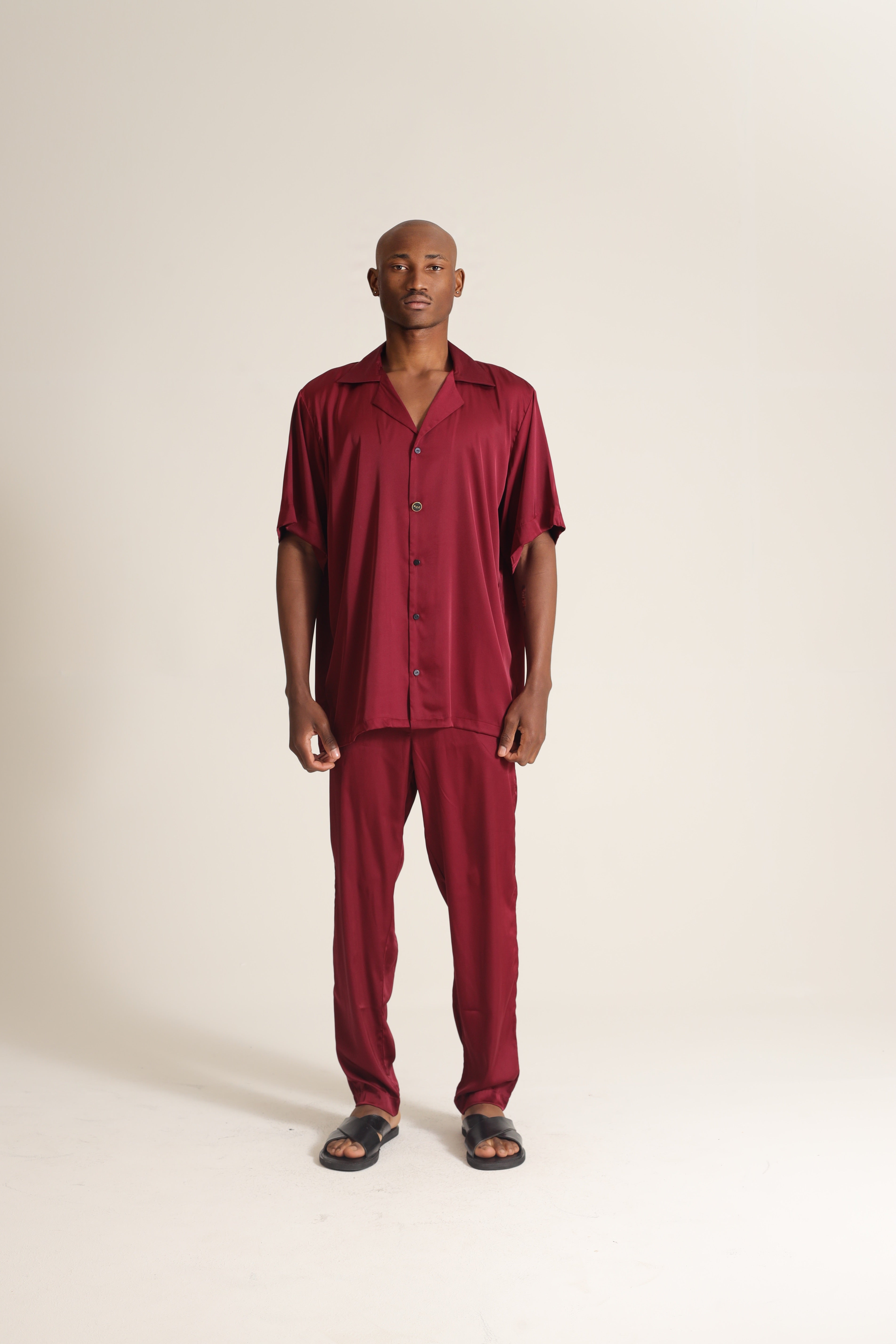 SATIN SHIRT IN BURGUNDY