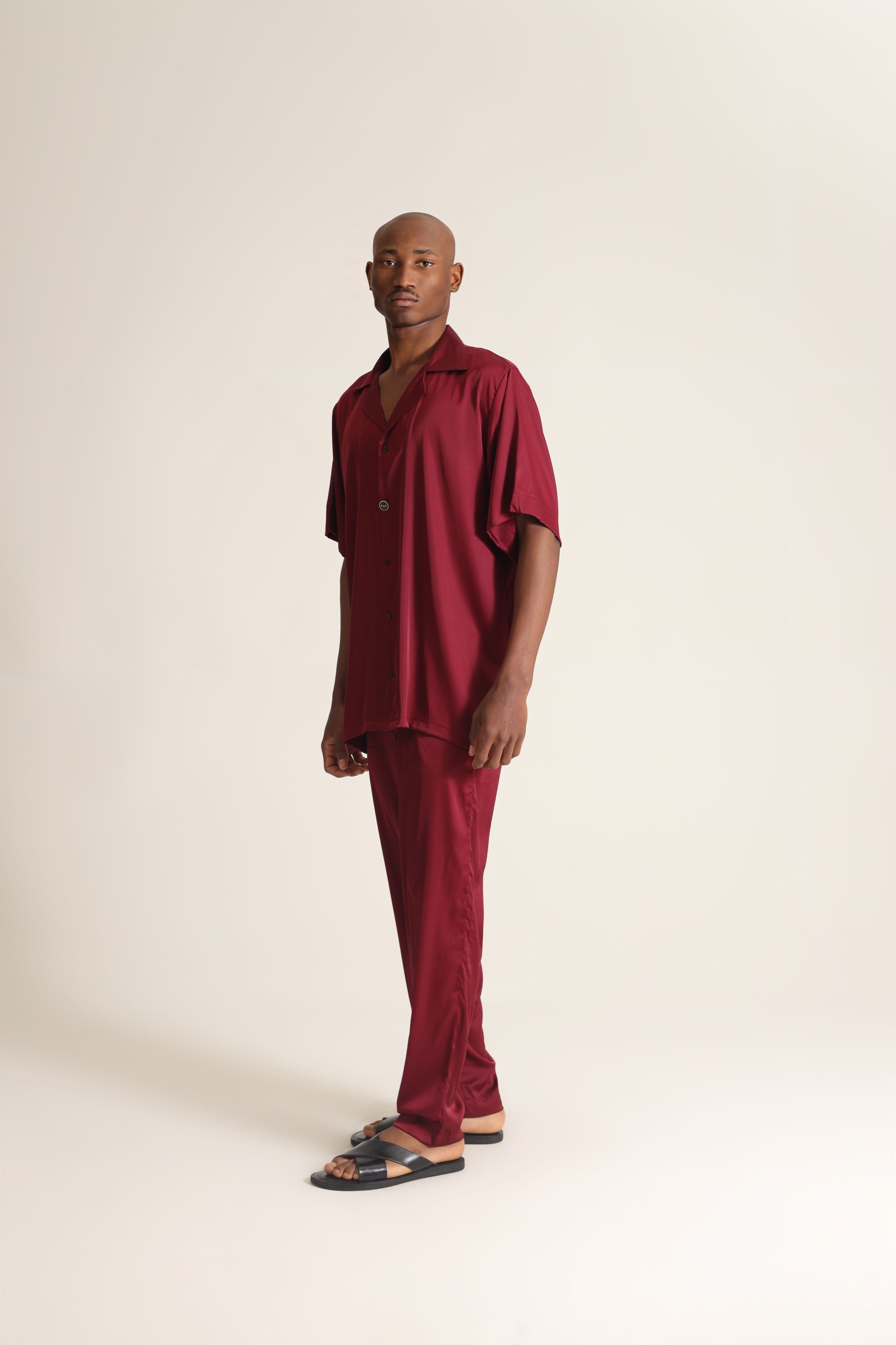 SATIN SHIRT IN BURGUNDY