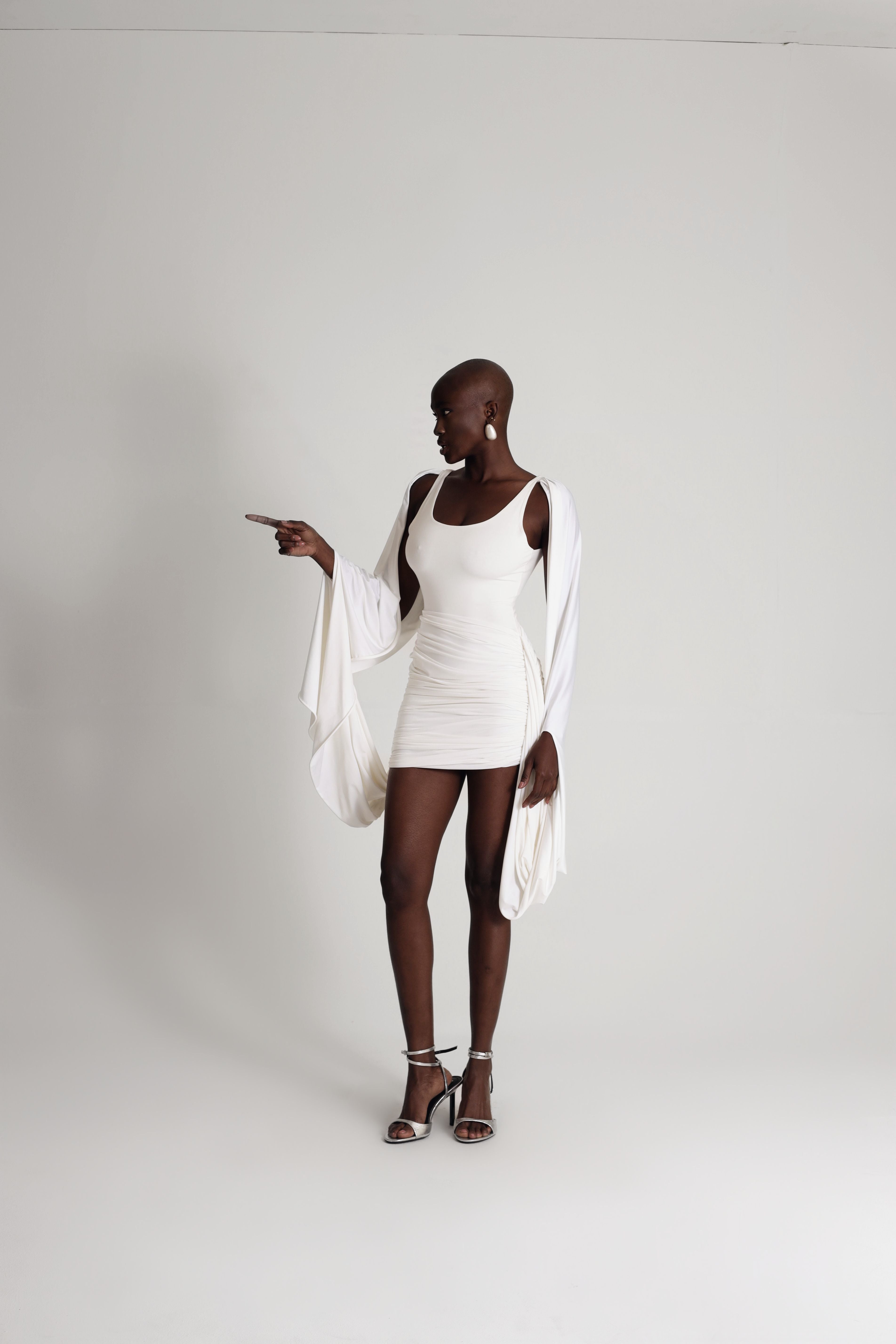 JERSEY DRAPED MINI DRESS