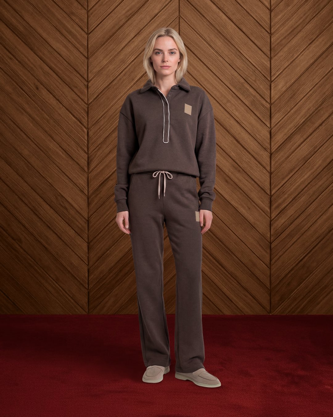 ALTITUDE LOGO PATCH JOGGING PANTS BROWN