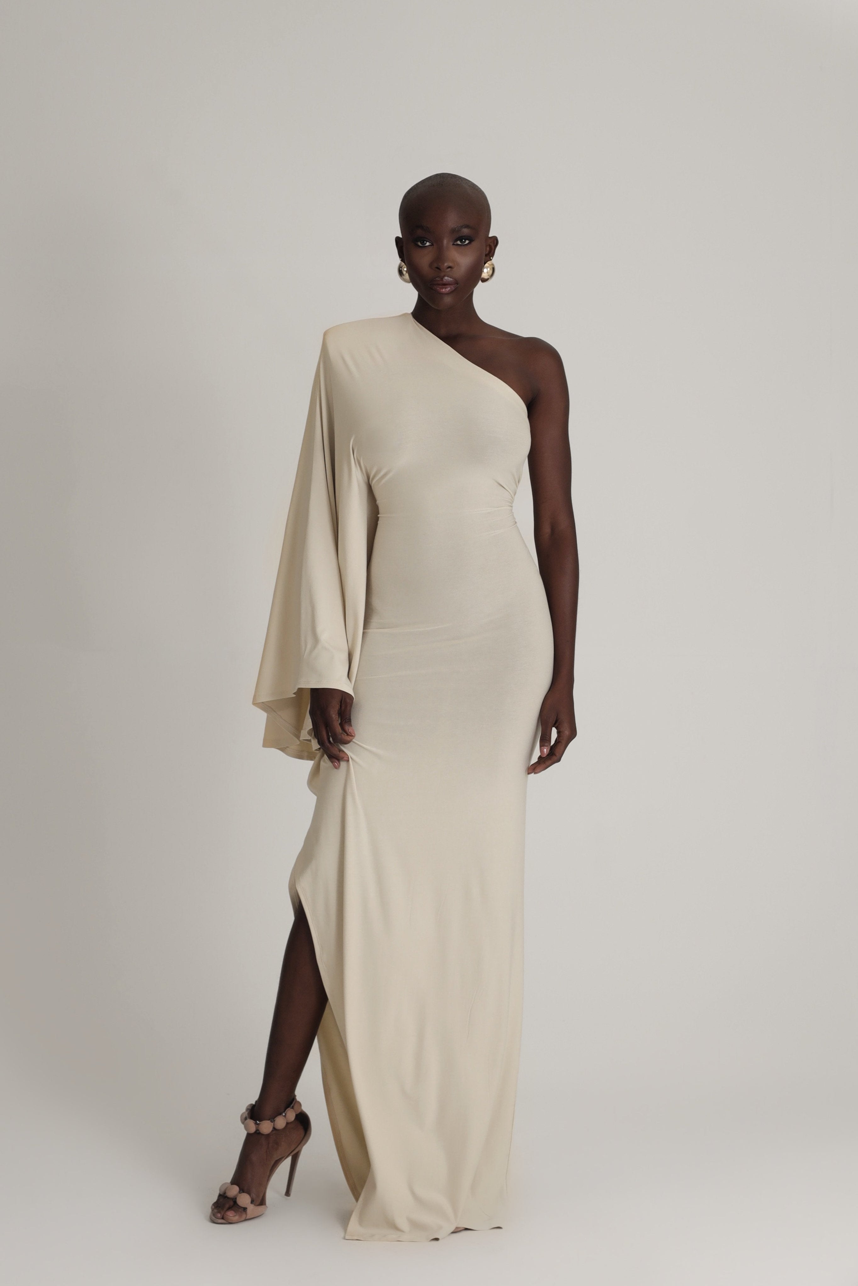 ONE SLEEVE DRESS IN JERSEY