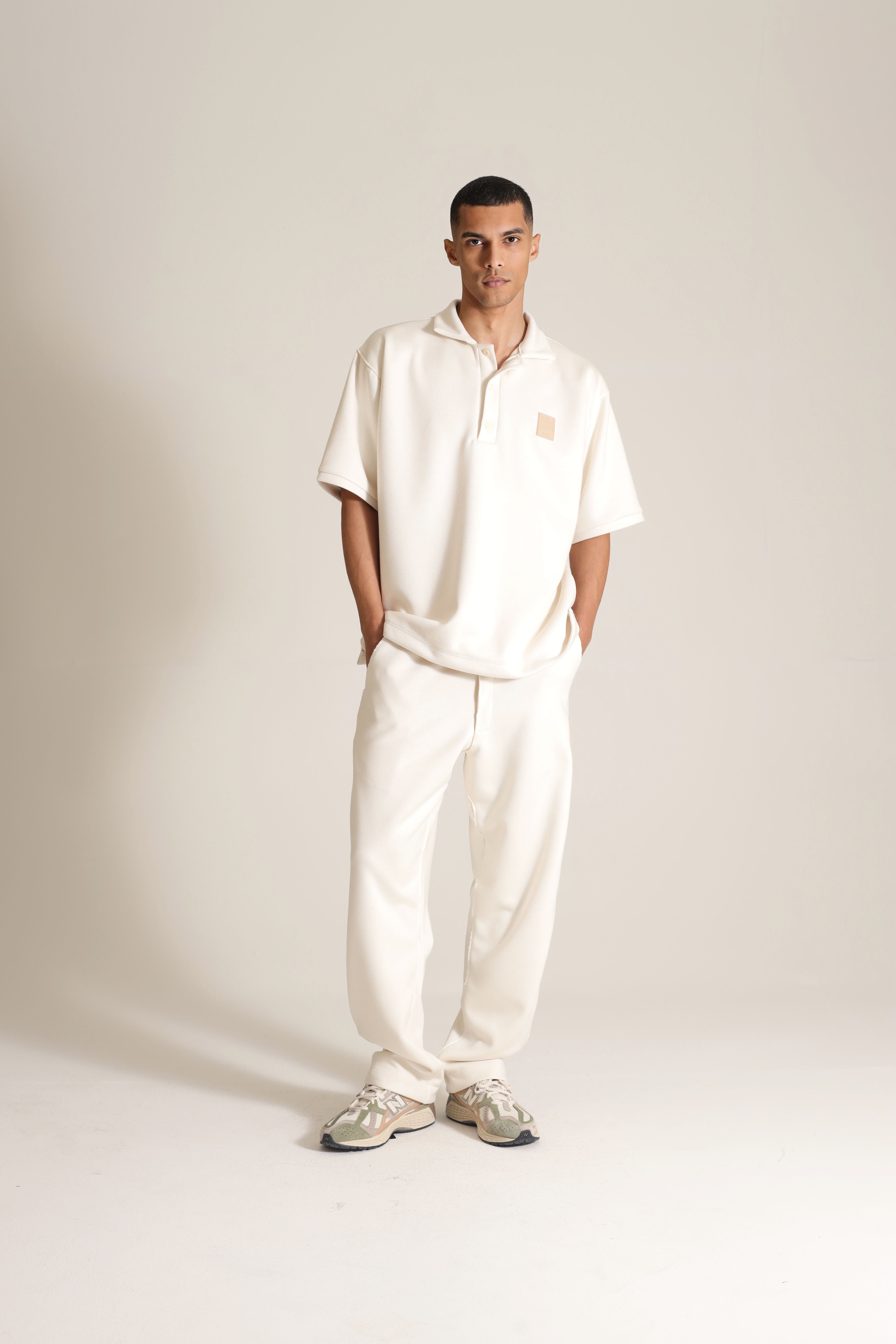 POLO SWEATER LOGO PATCH IN OFF WHITE