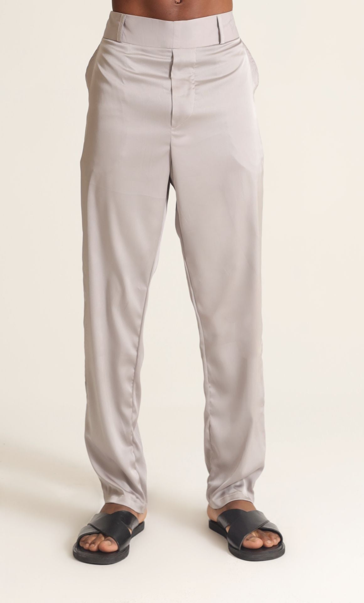 SATIN PANTS IN GREY