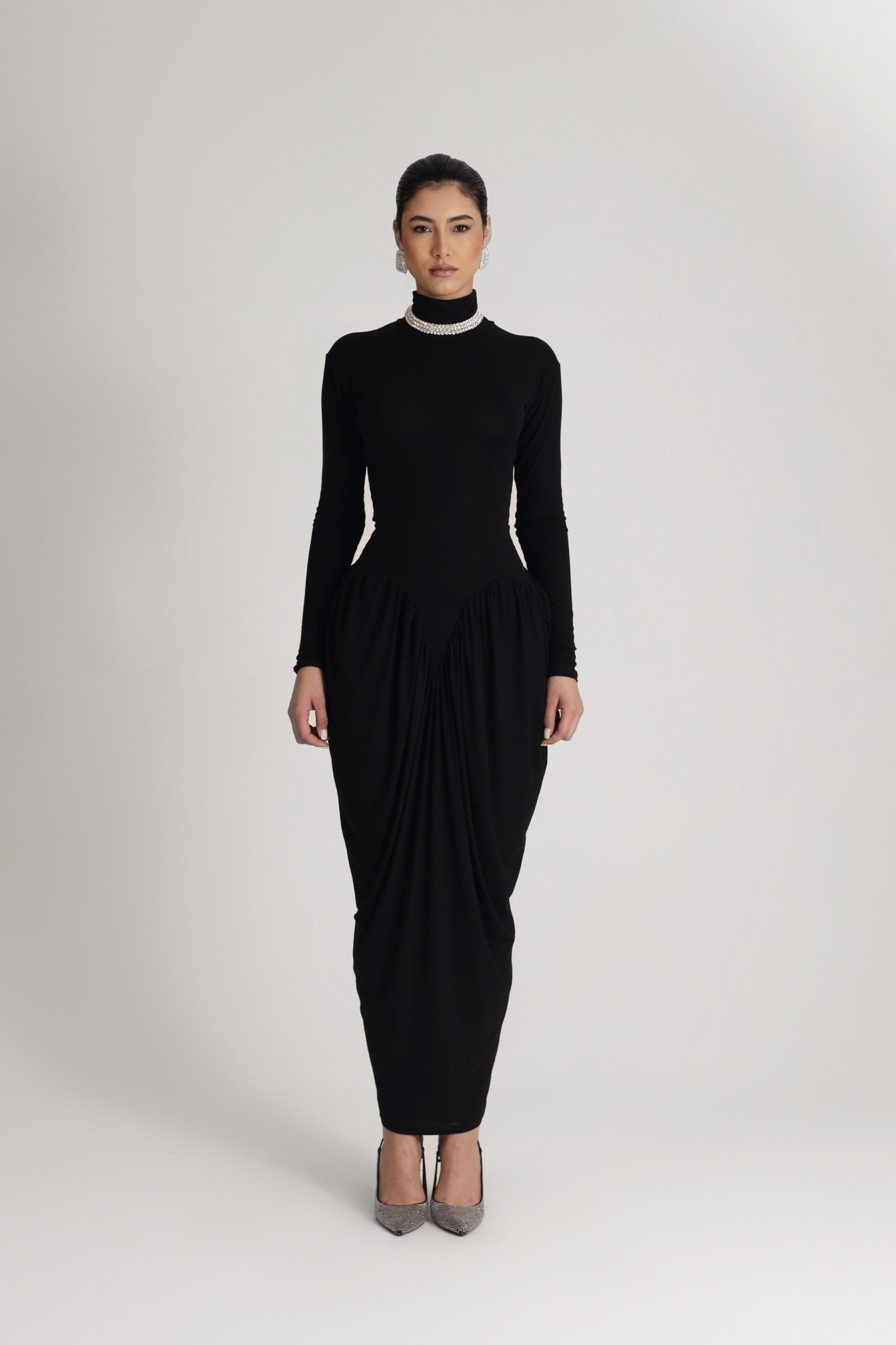 DRAPED JERSEY DRESS