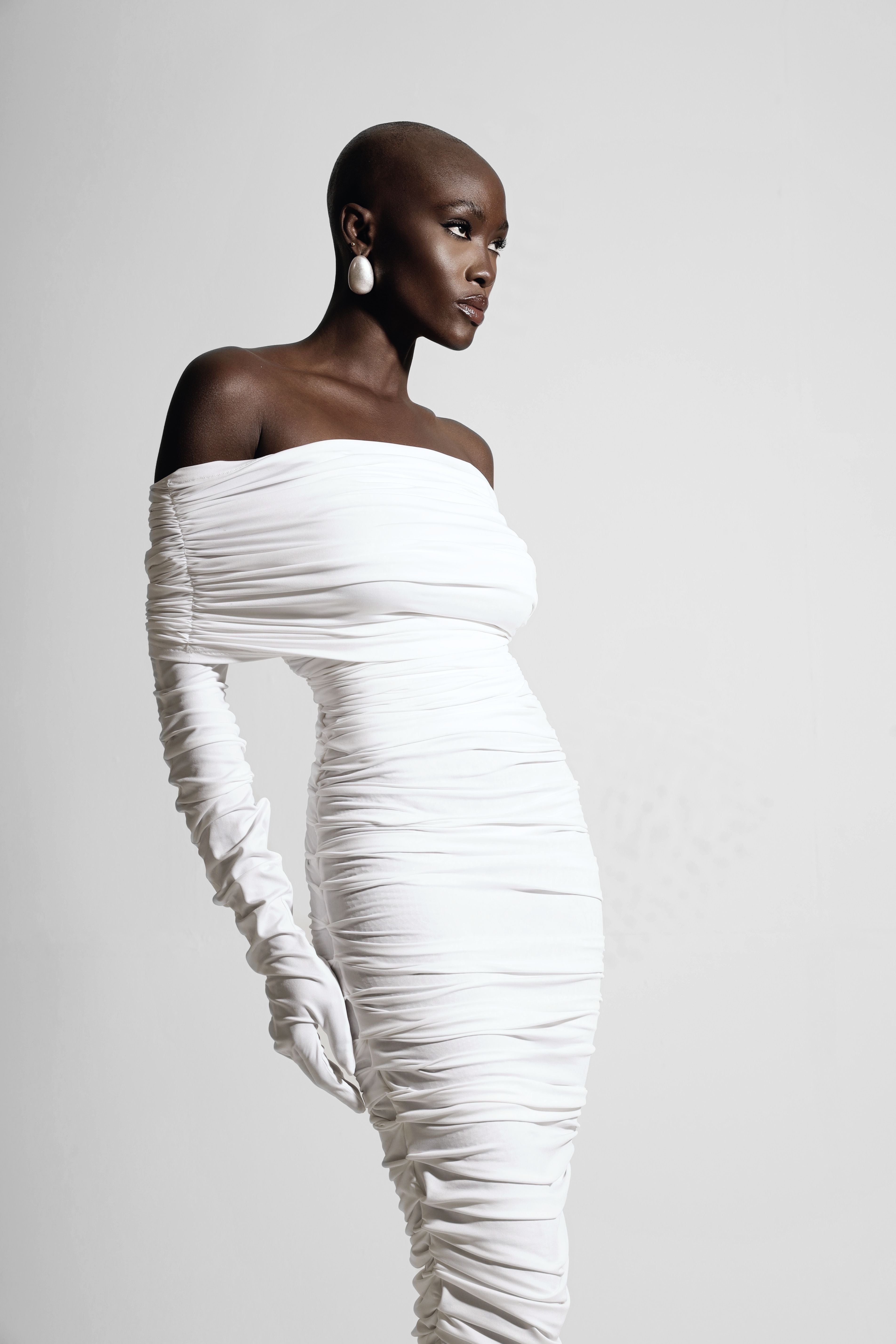 DRAPED JERSEY DRESS
