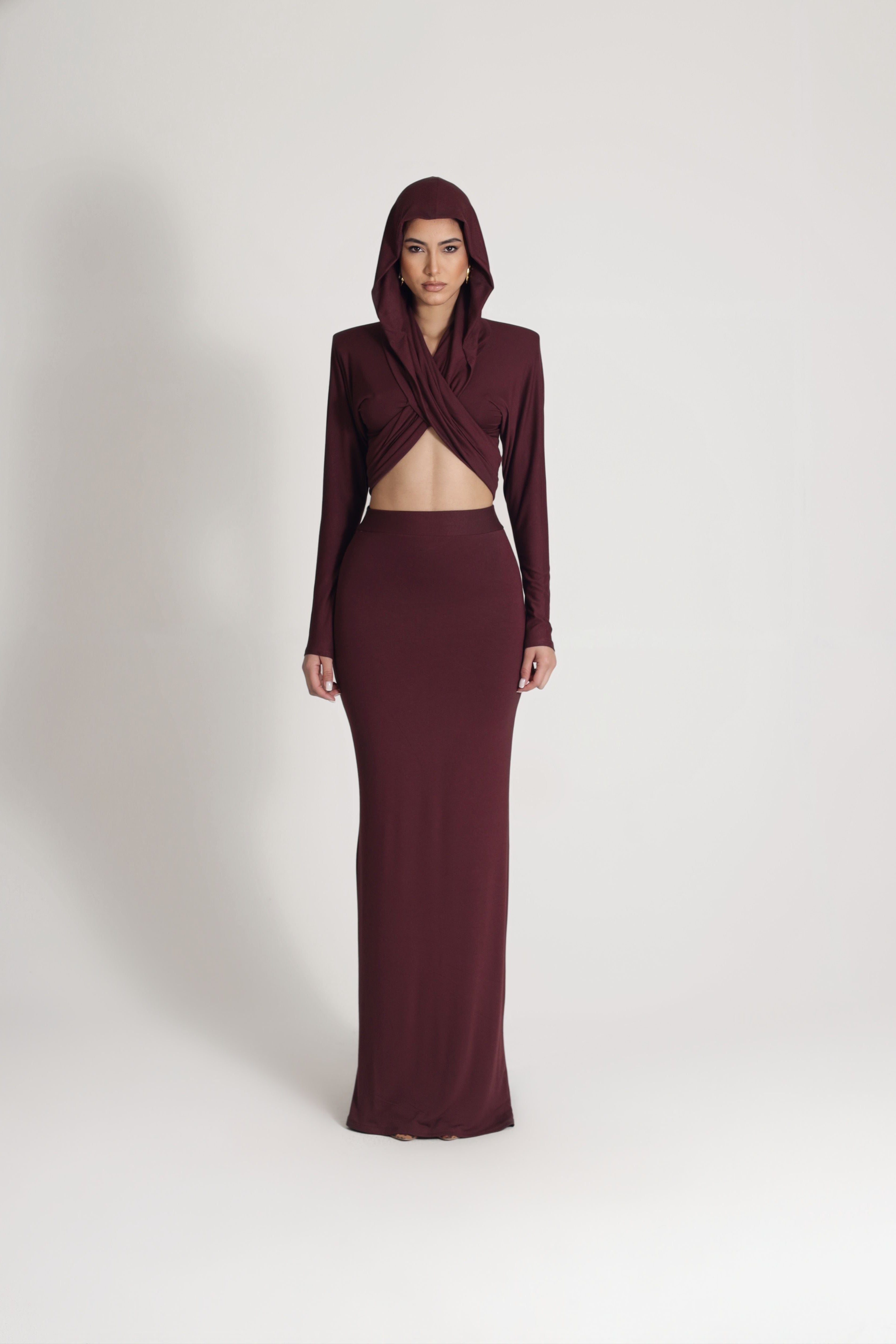 BOLD JERSEY CO-ORD IN BURGUNDY