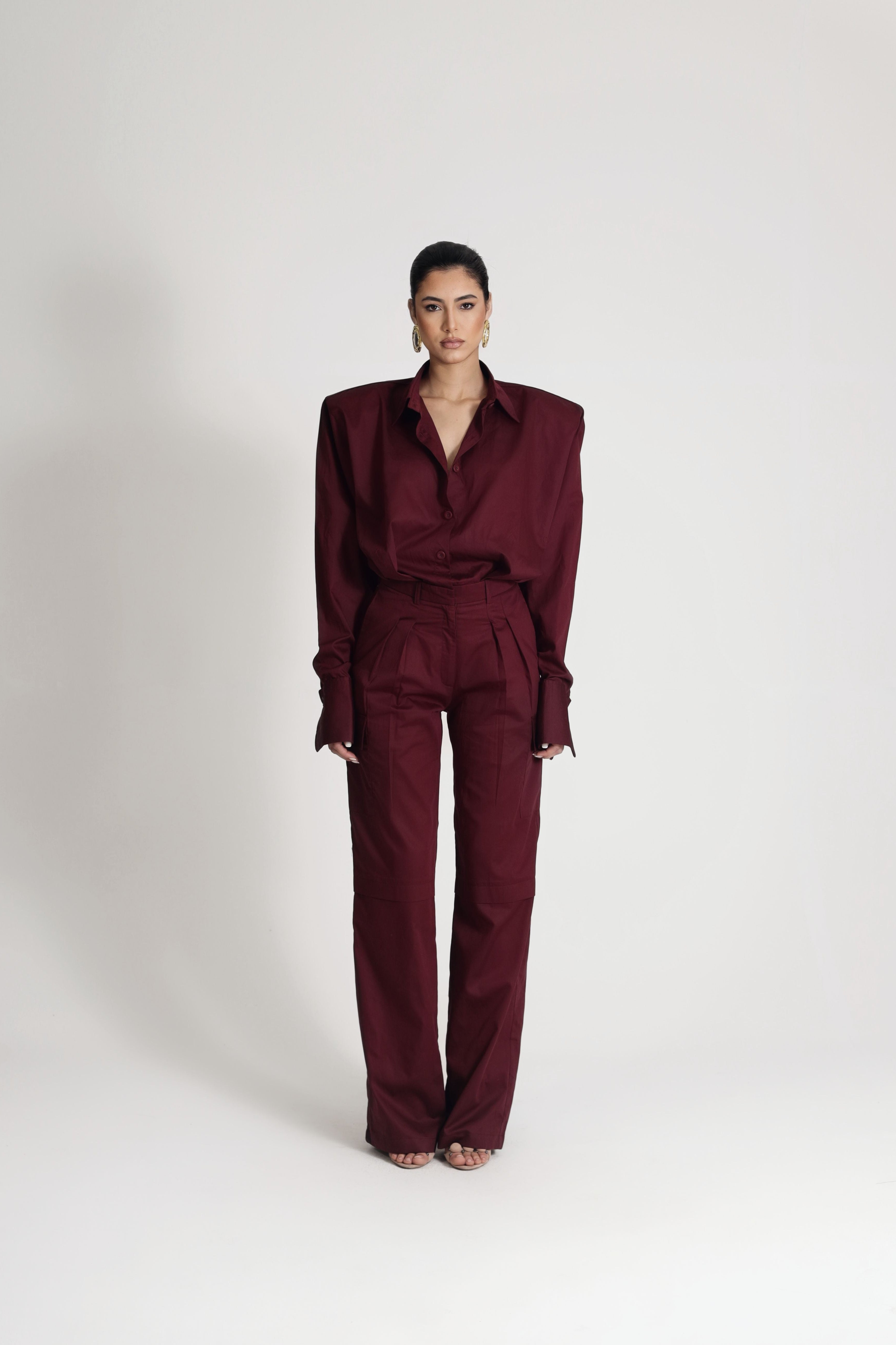 COTTON JUMPSUIT BURGUNDY