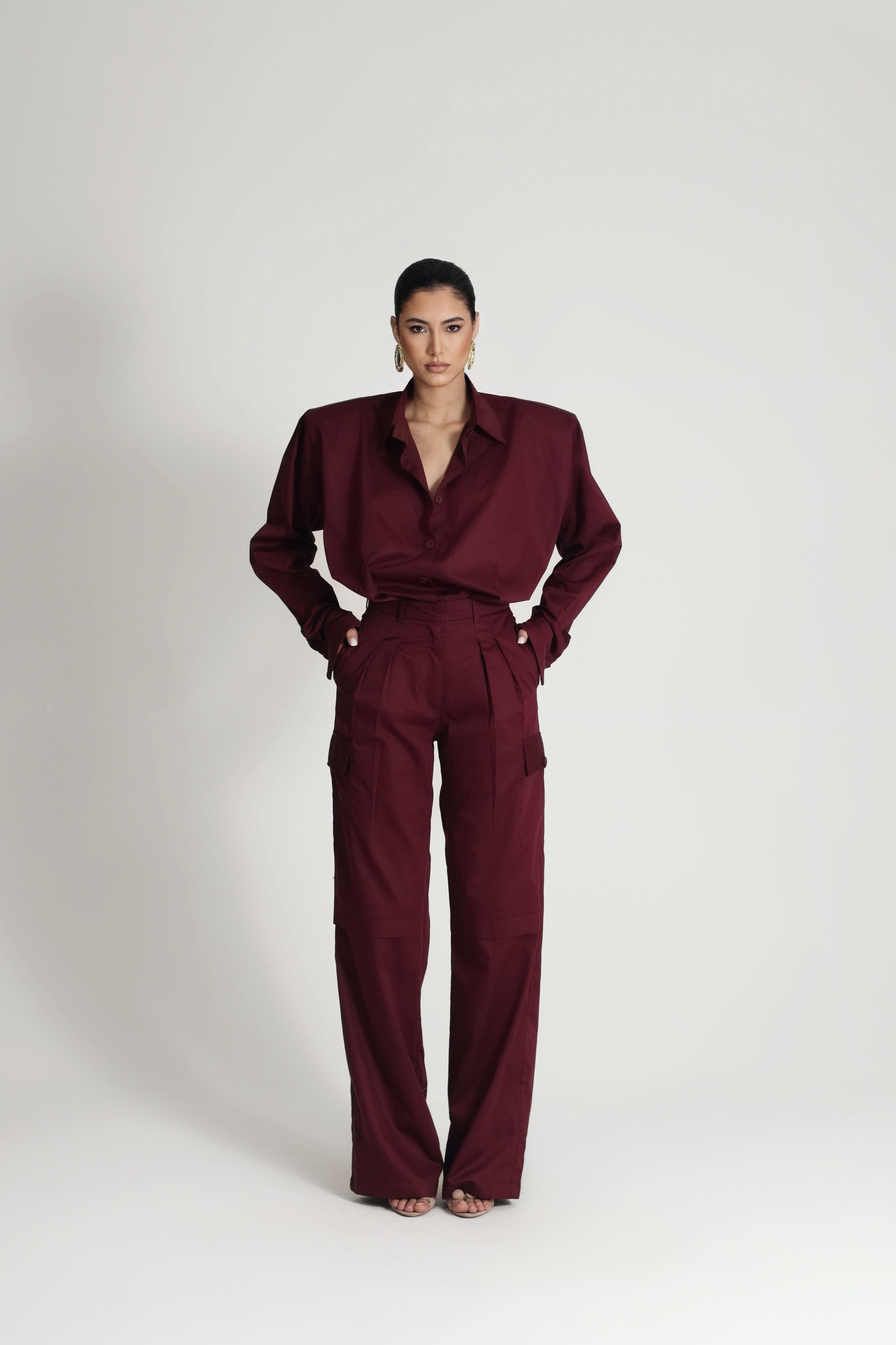 COTTON JUMPSUIT BURGUNDY