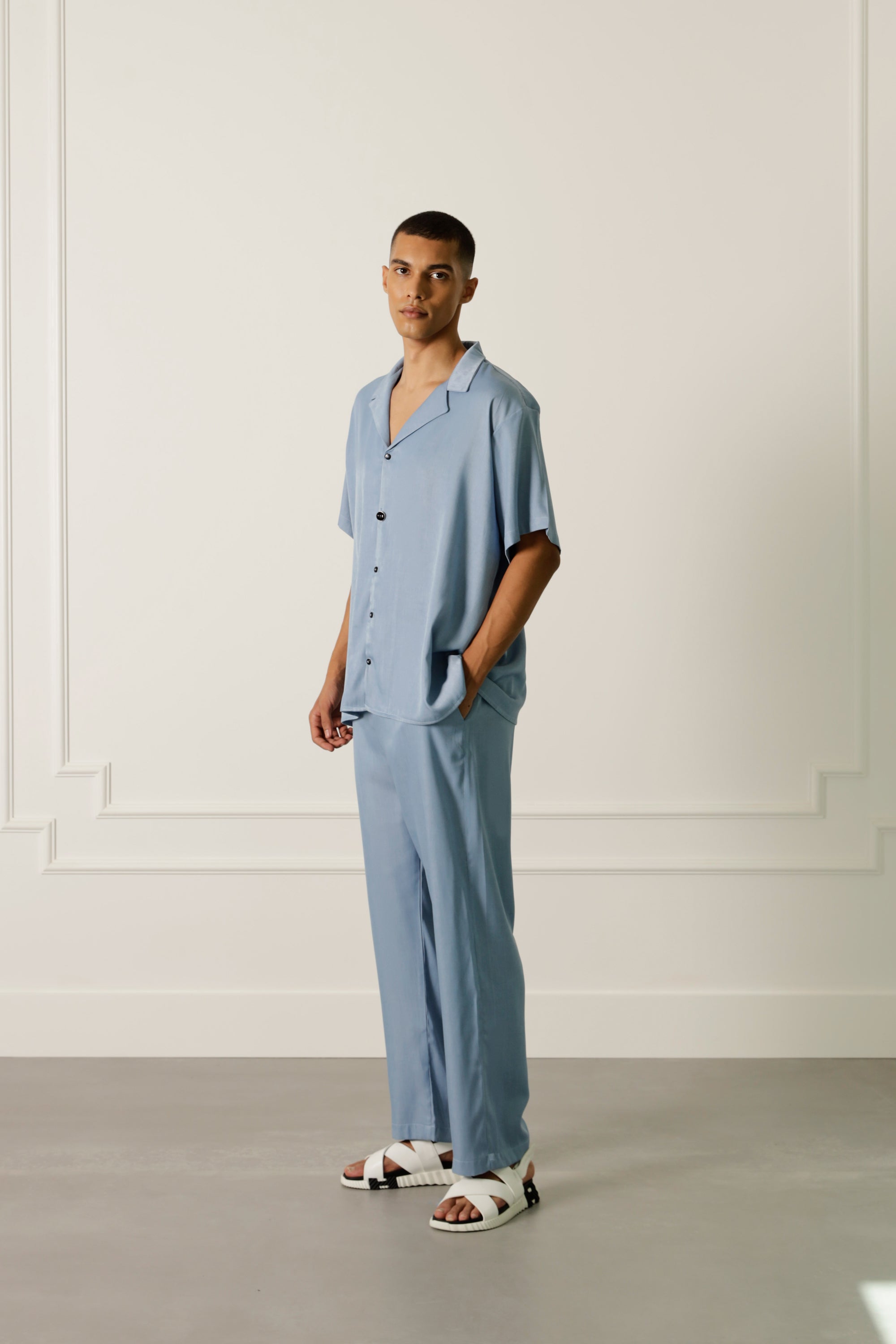 Pantalon bleu en tencel