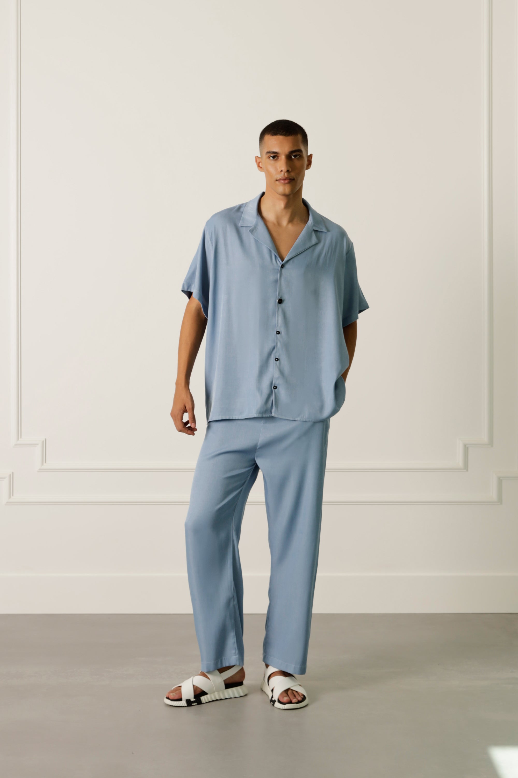 Pantalon bleu en tencel