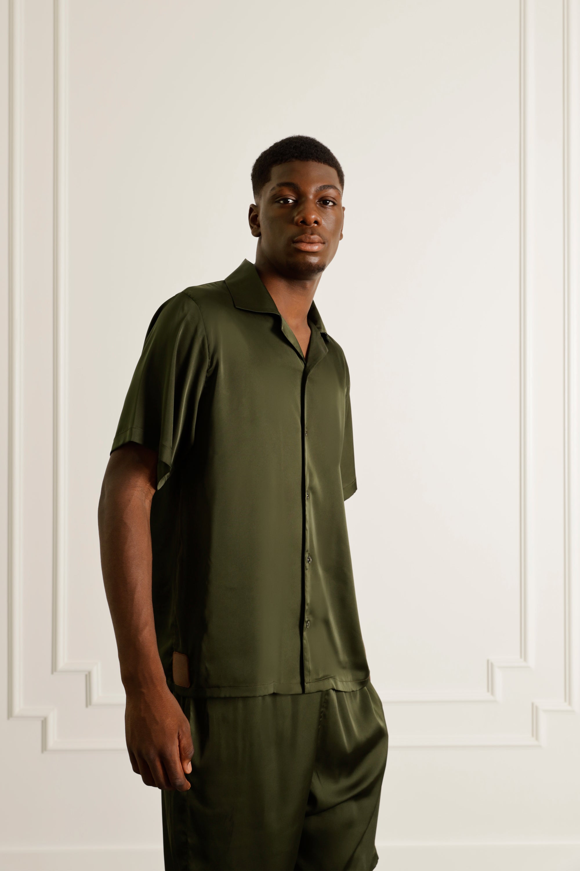 Dark green shirt in satin