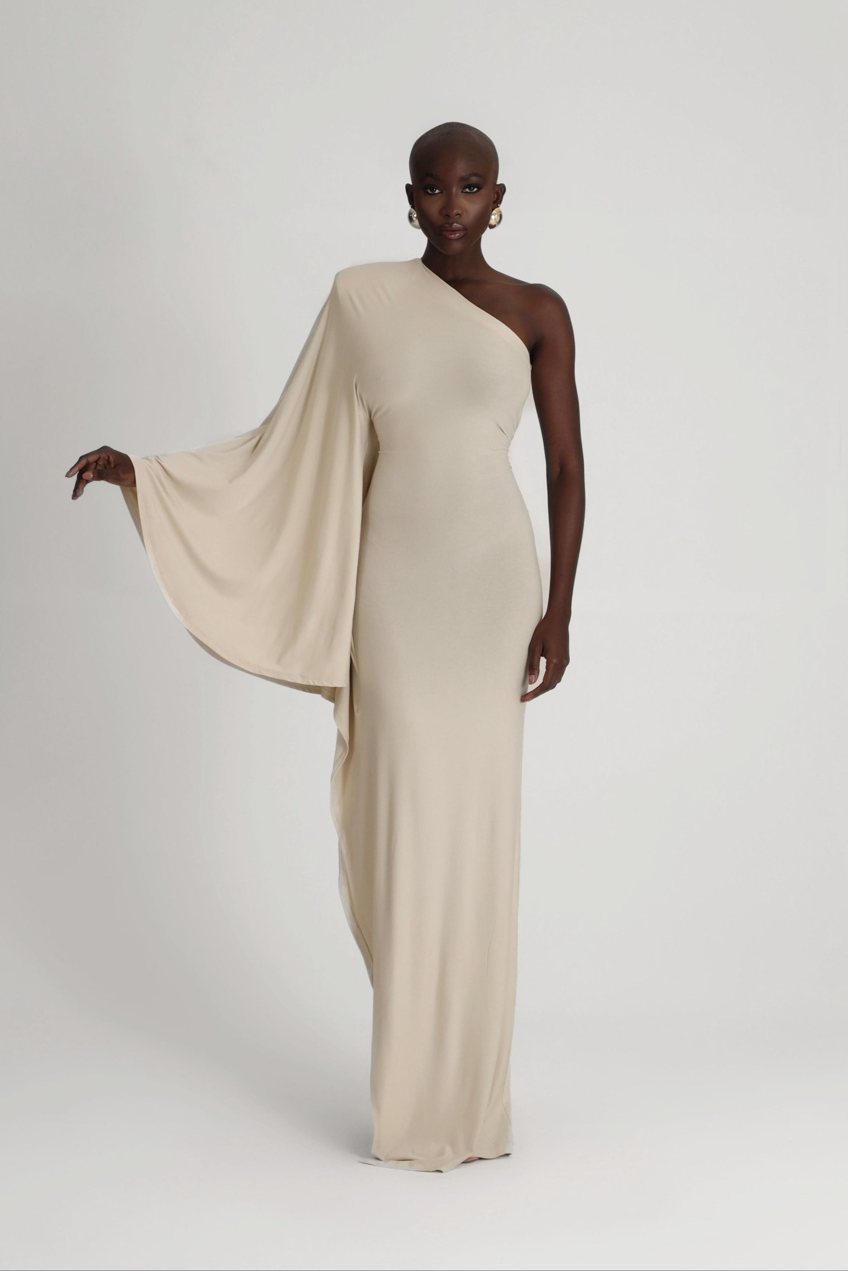 ONE SLEEVE DRESS IN JERSEY