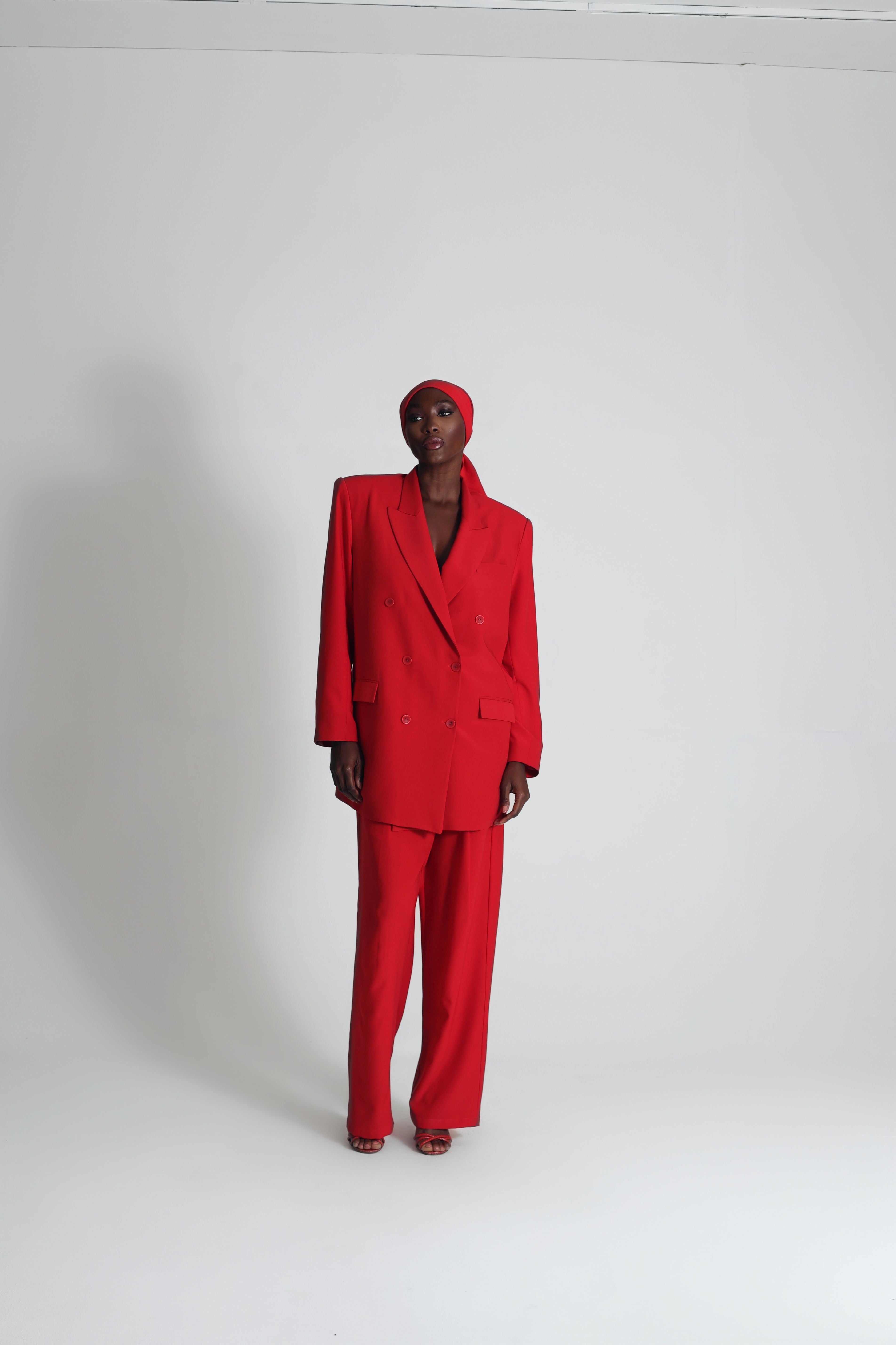 OVERSIZED DOUBLE BREASTED JACKET IN RED