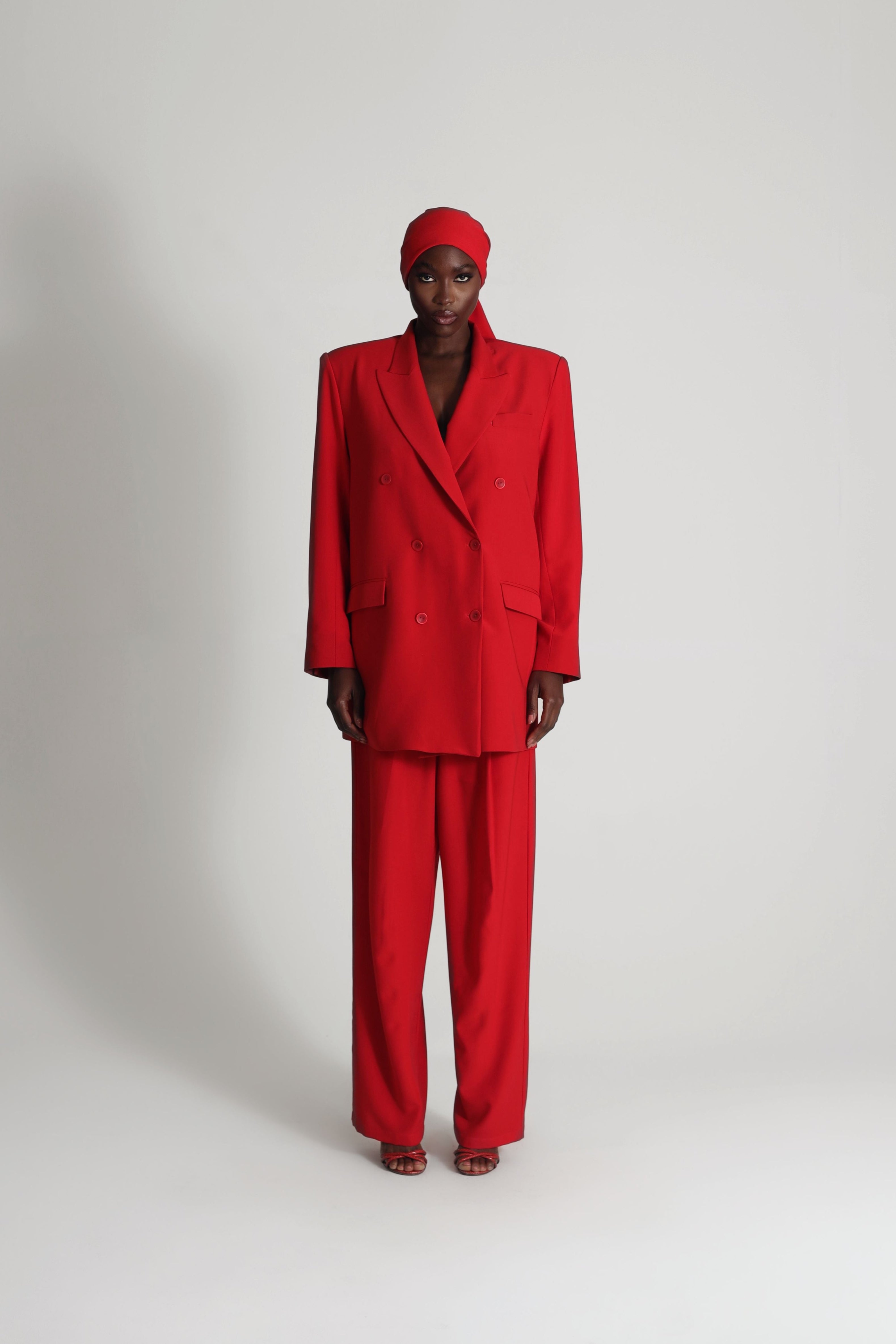 OVERSIZED DOUBLE BREASTED JACKET IN RED