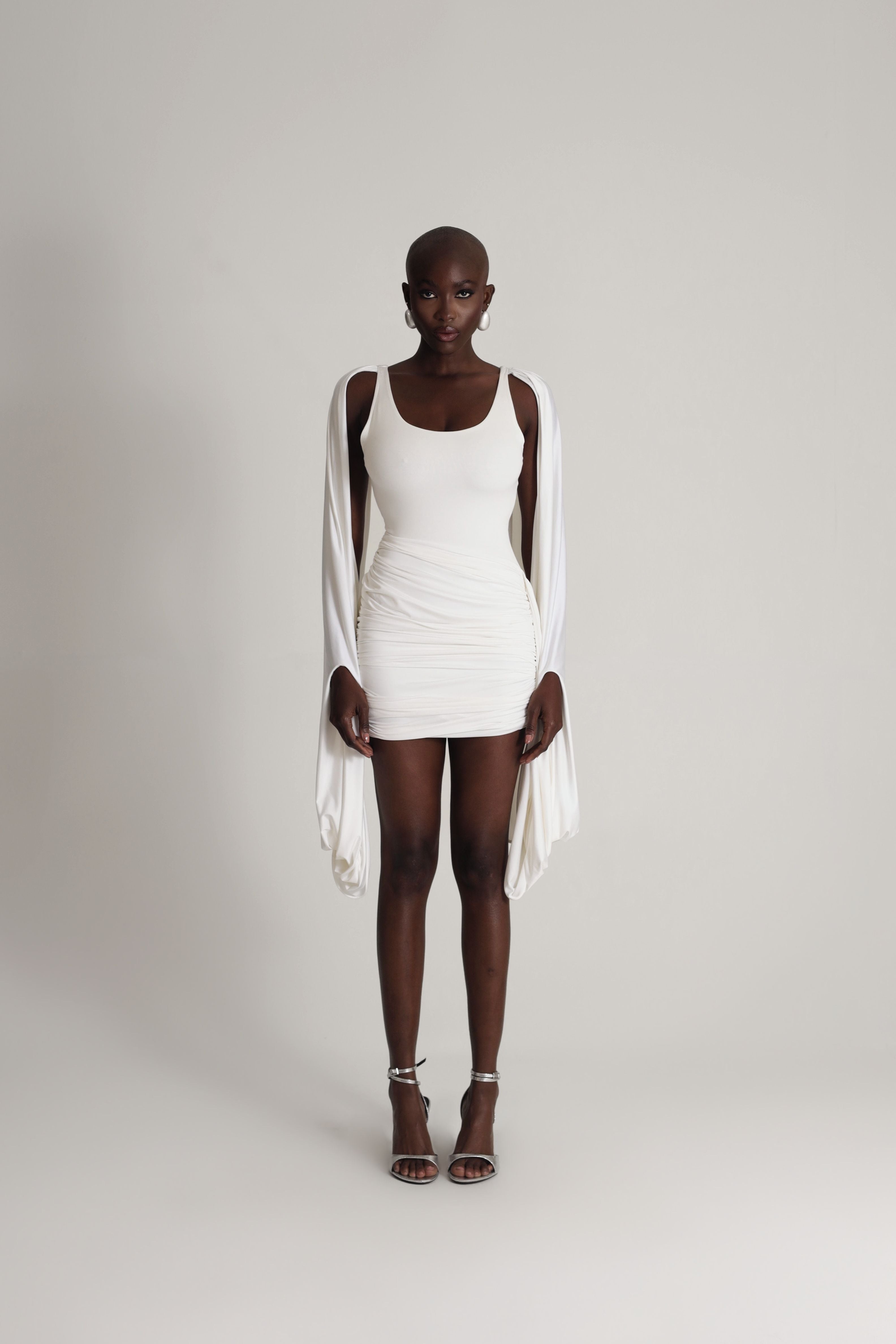 JERSEY DRAPED MINI DRESS