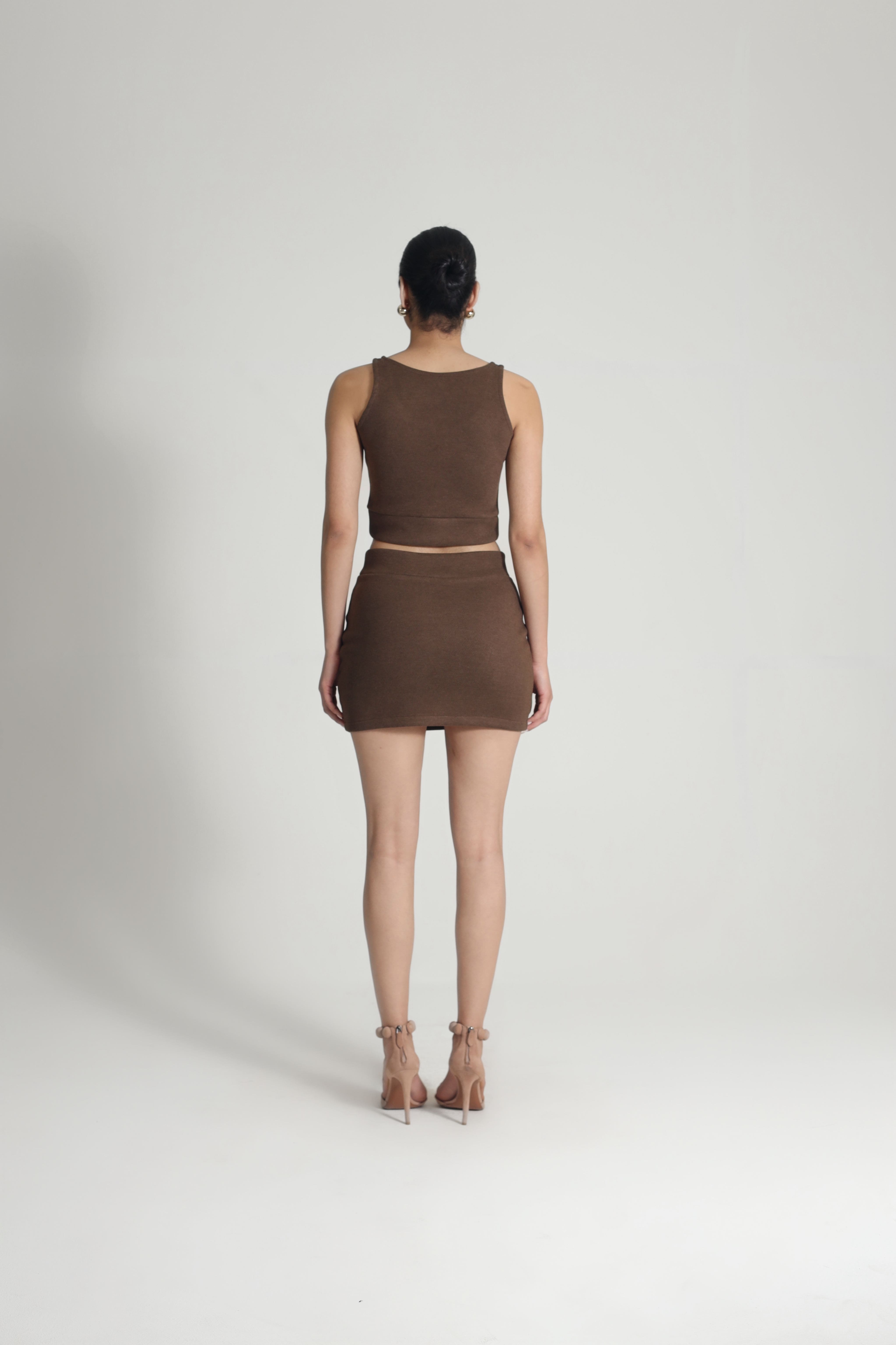 CROP TOP LOGO PATCH IN BROWN