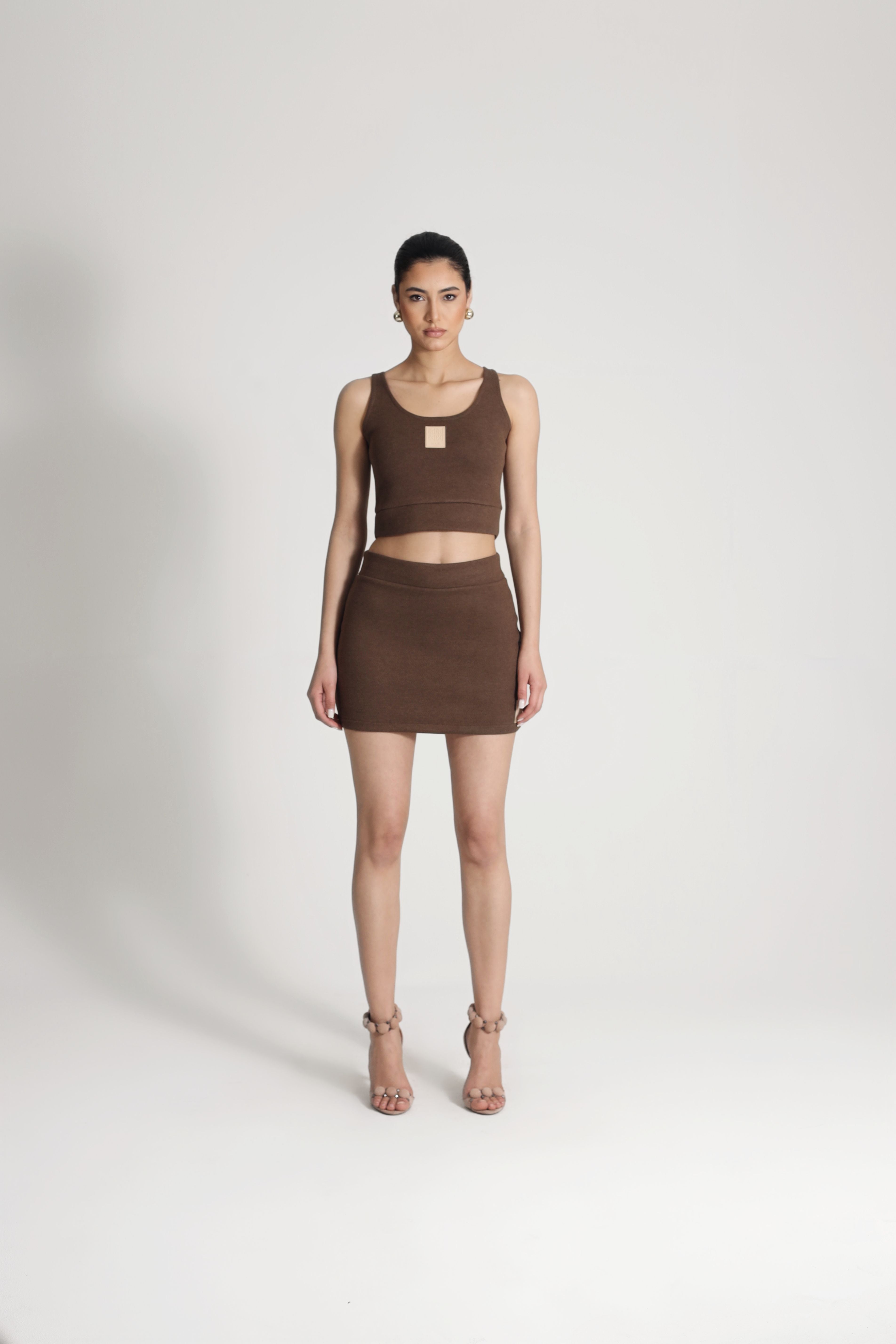 SKIRT LOGO PATCH IN BROWN