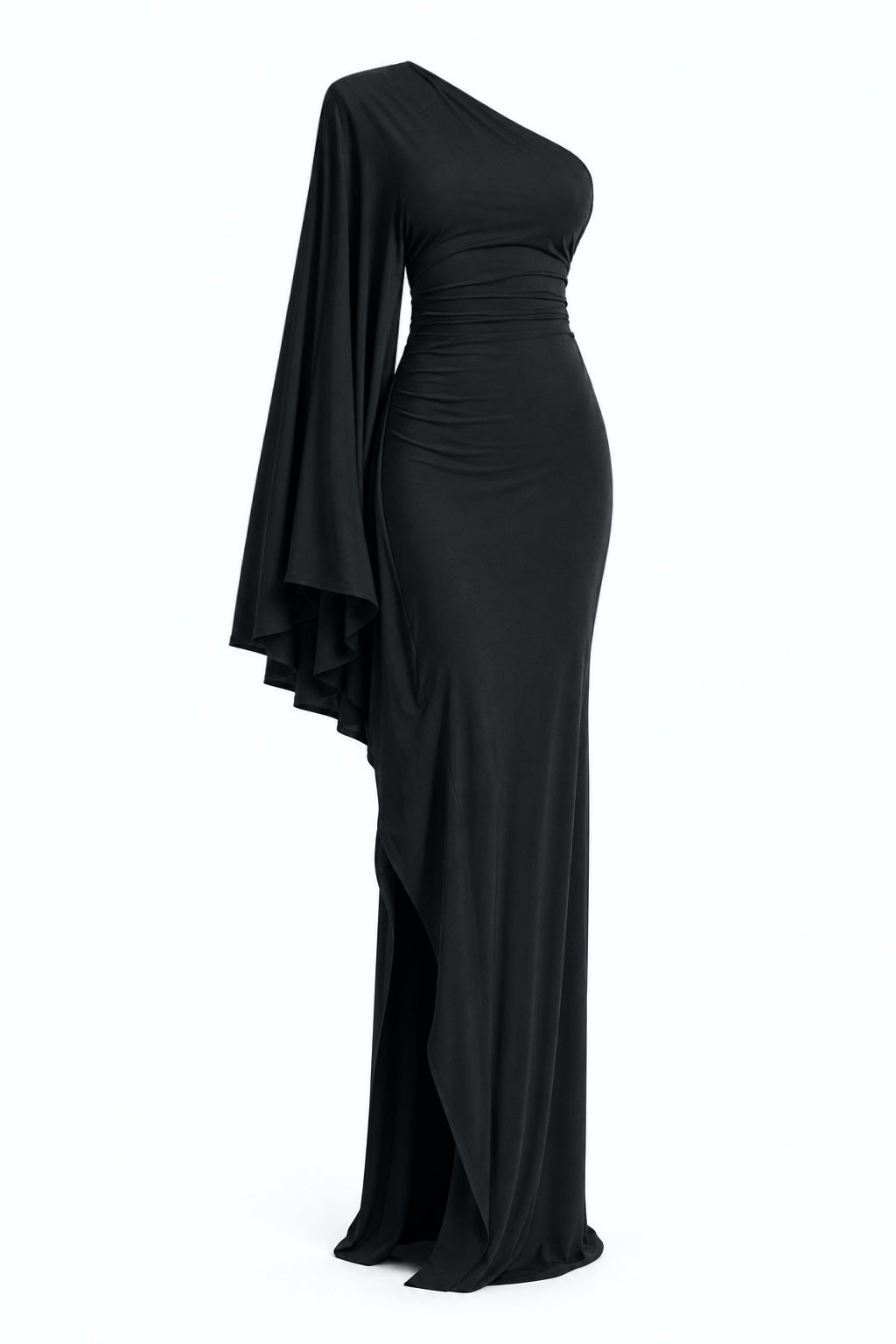 ONE SLEEVE DRESS IN BLACK