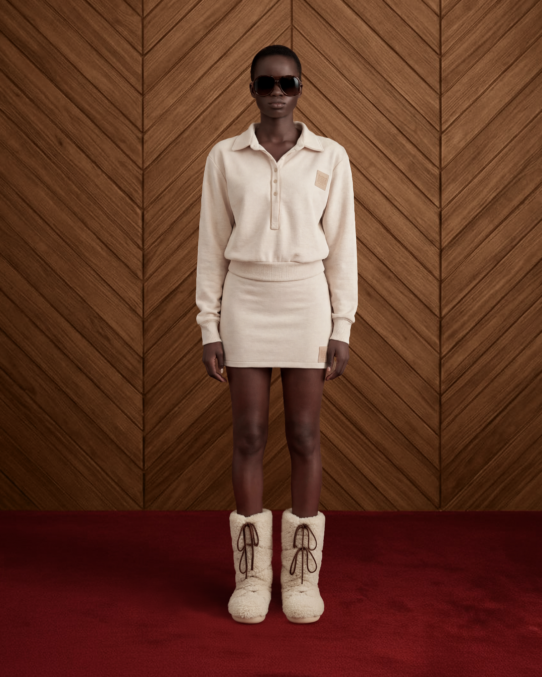 Altitude Knit Mini Skirt in beige