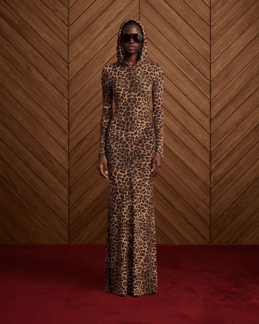 ALTITUDE Hooded Jersey Dress in Leopard