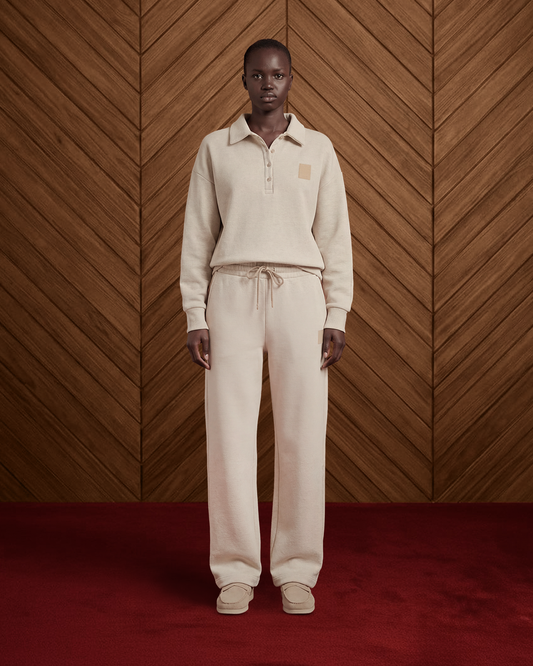 ALTITUDE LOGO PATCH JOGGING PANT IN BEIGE