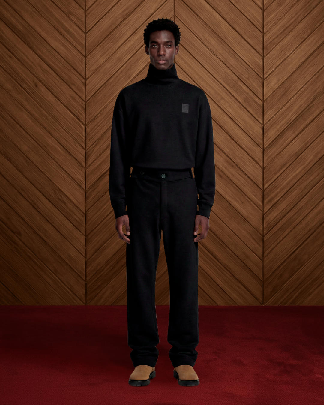 HIGH NECK SWEATER LOGO PATCH IN BLACK
