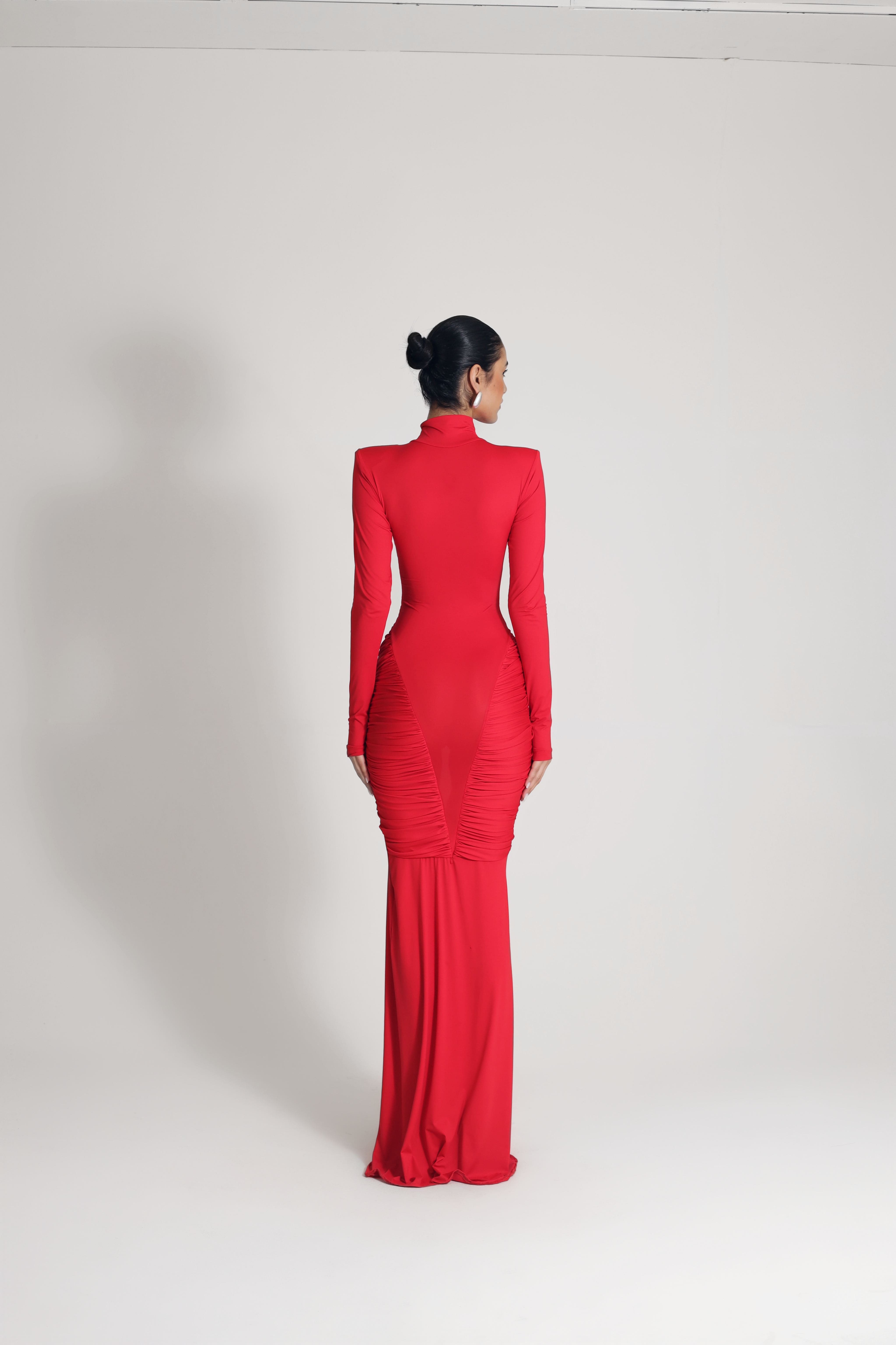 DRAPED RED DRESS