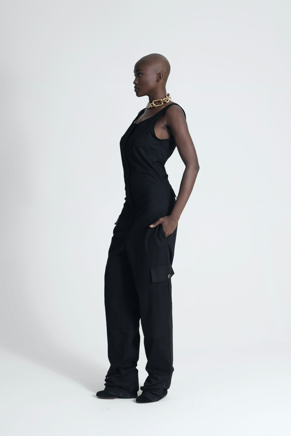 COTTON JUMPSUIT IN BLACK