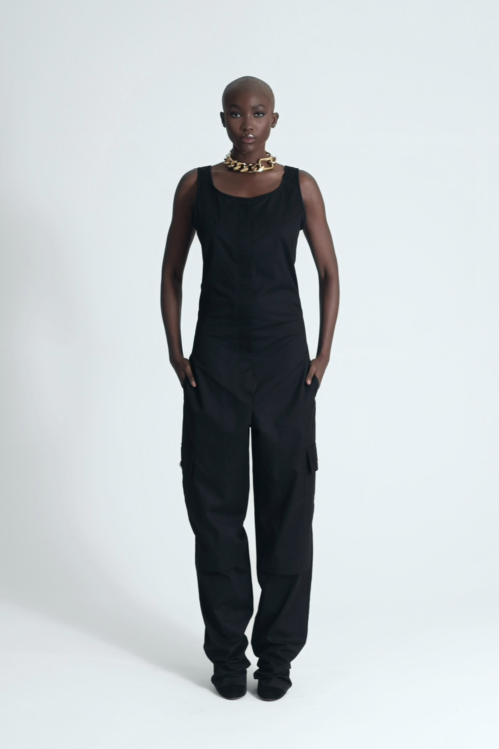 COTTON JUMPSUIT IN BLACK
