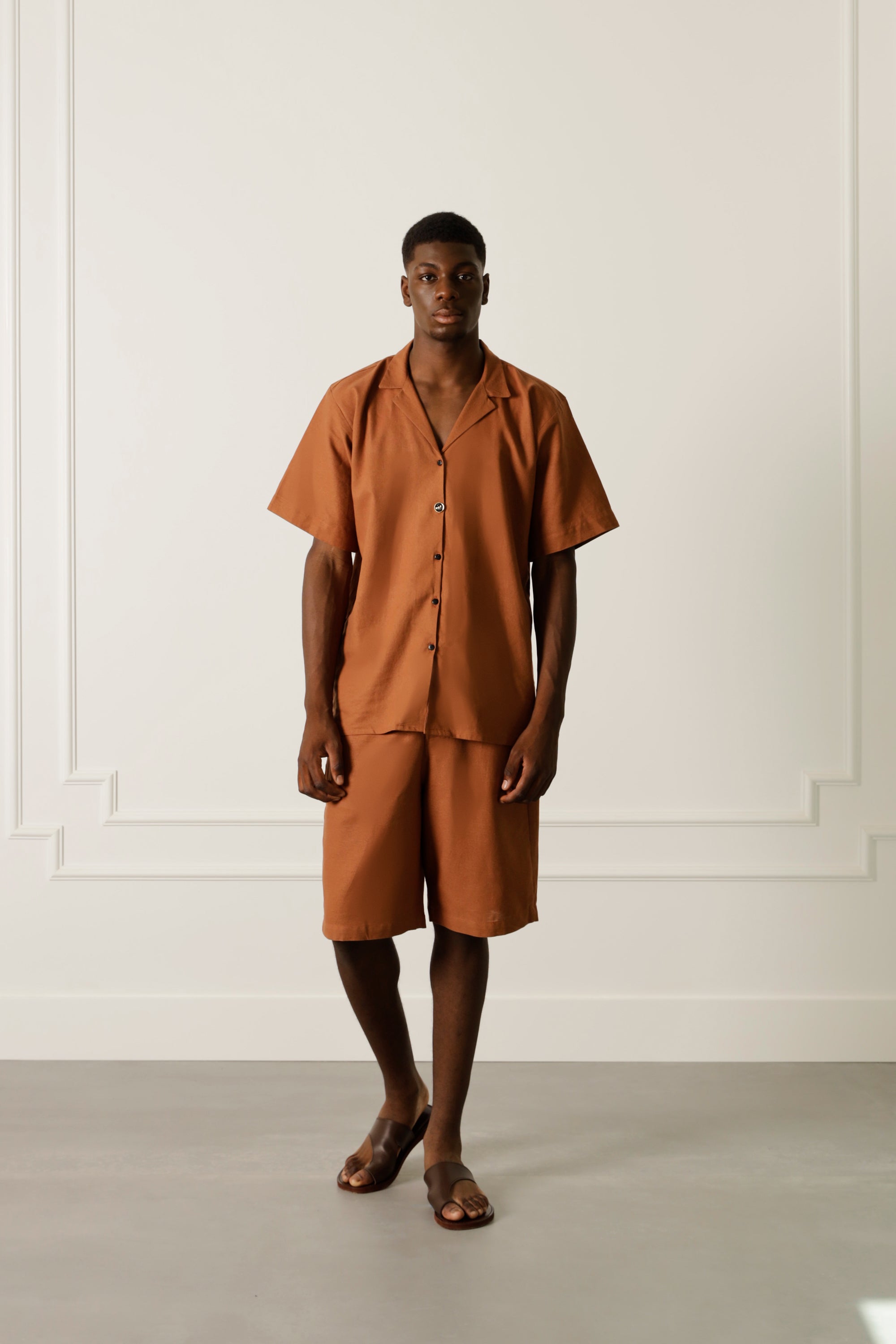 Terracotta shirt in linen