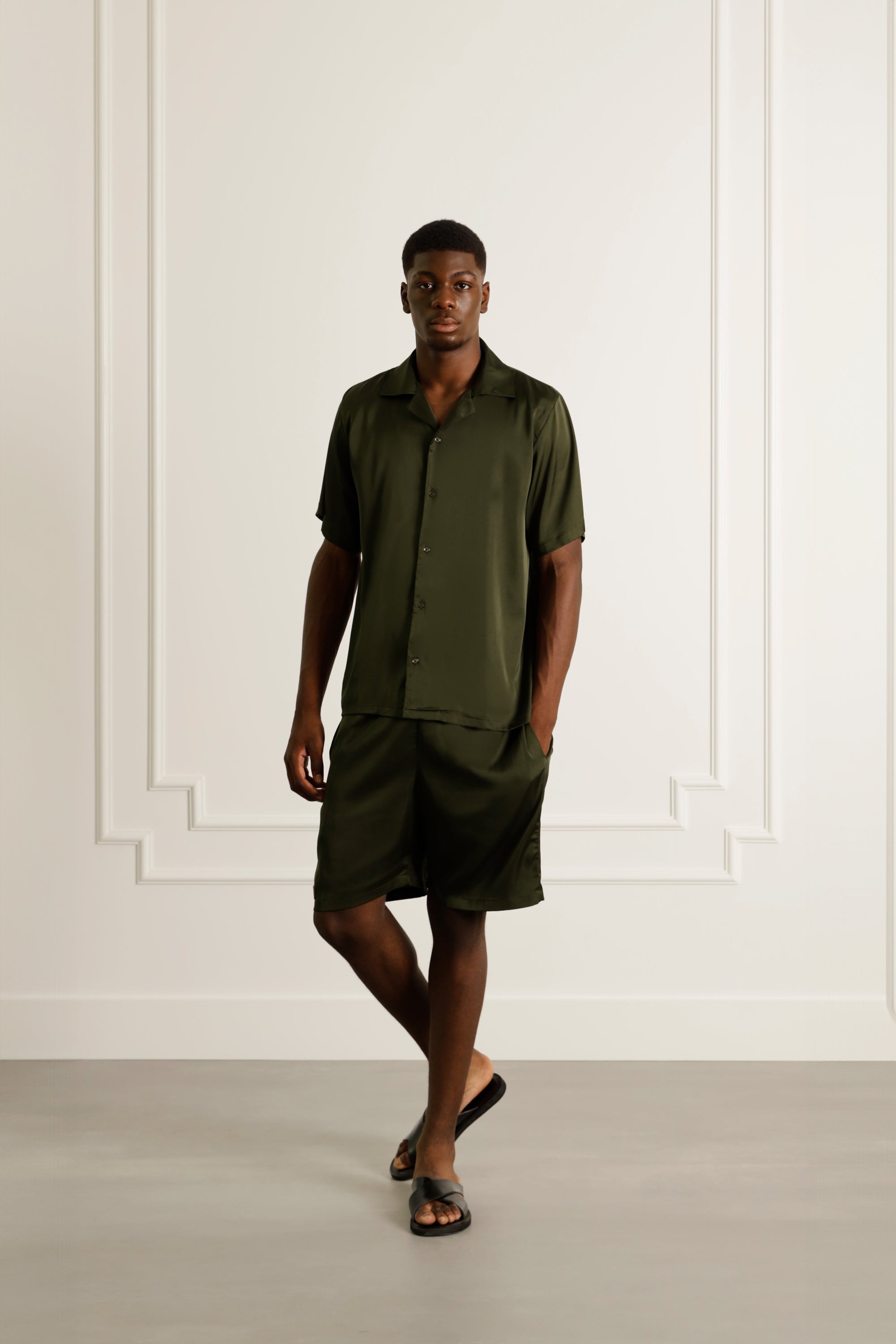 Dark green shirt in satin