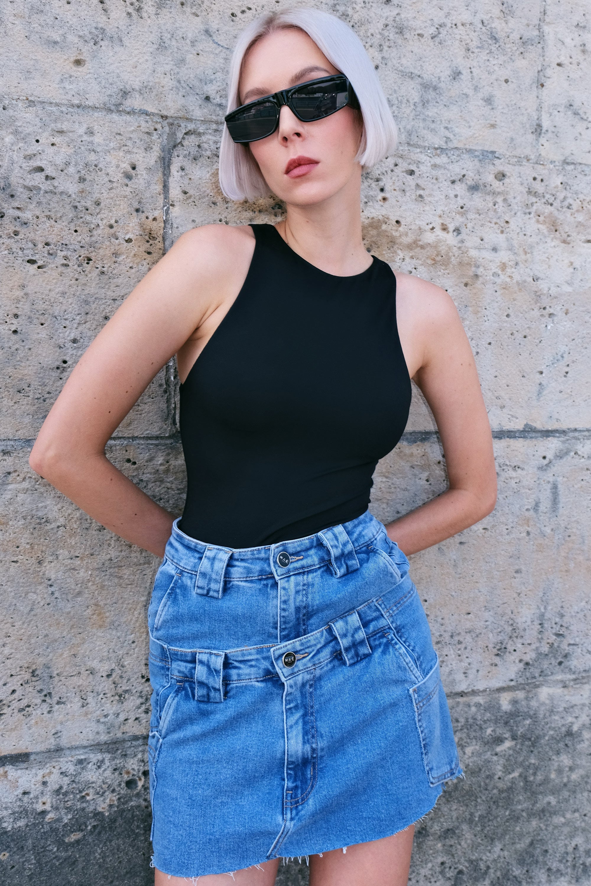 Vibrant denim skirt