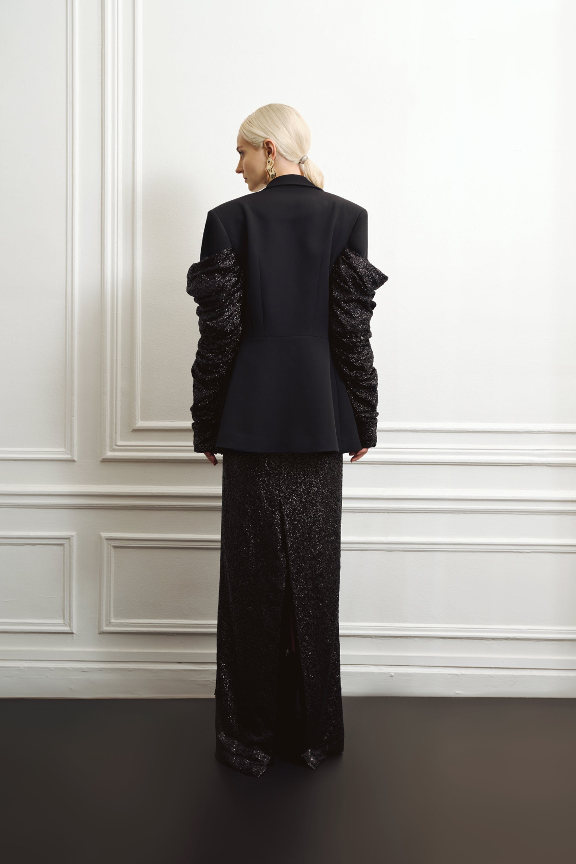 Long black sequins skirt
