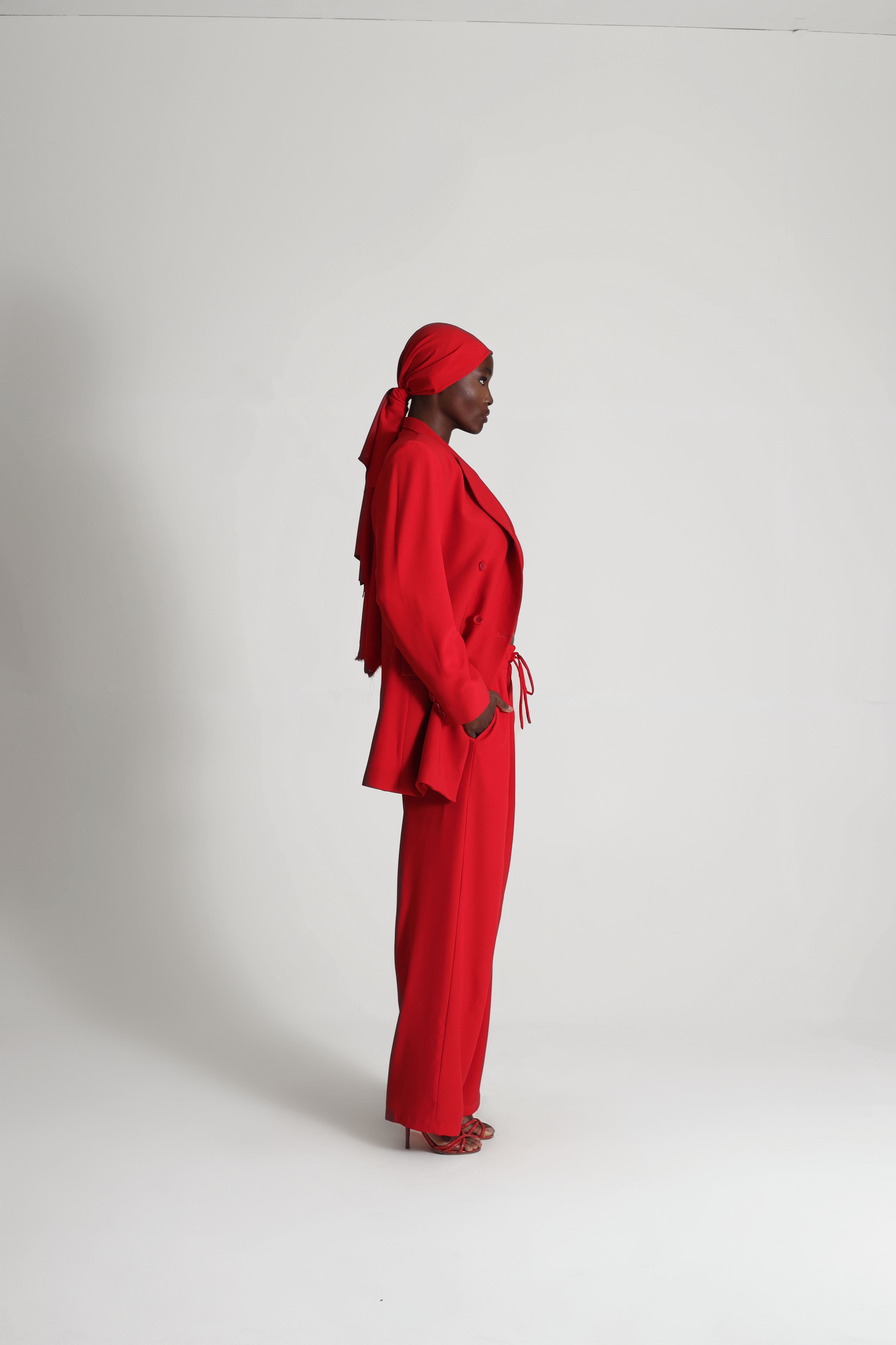 OVERSIZED DOUBLE BREASTED JACKET IN RED