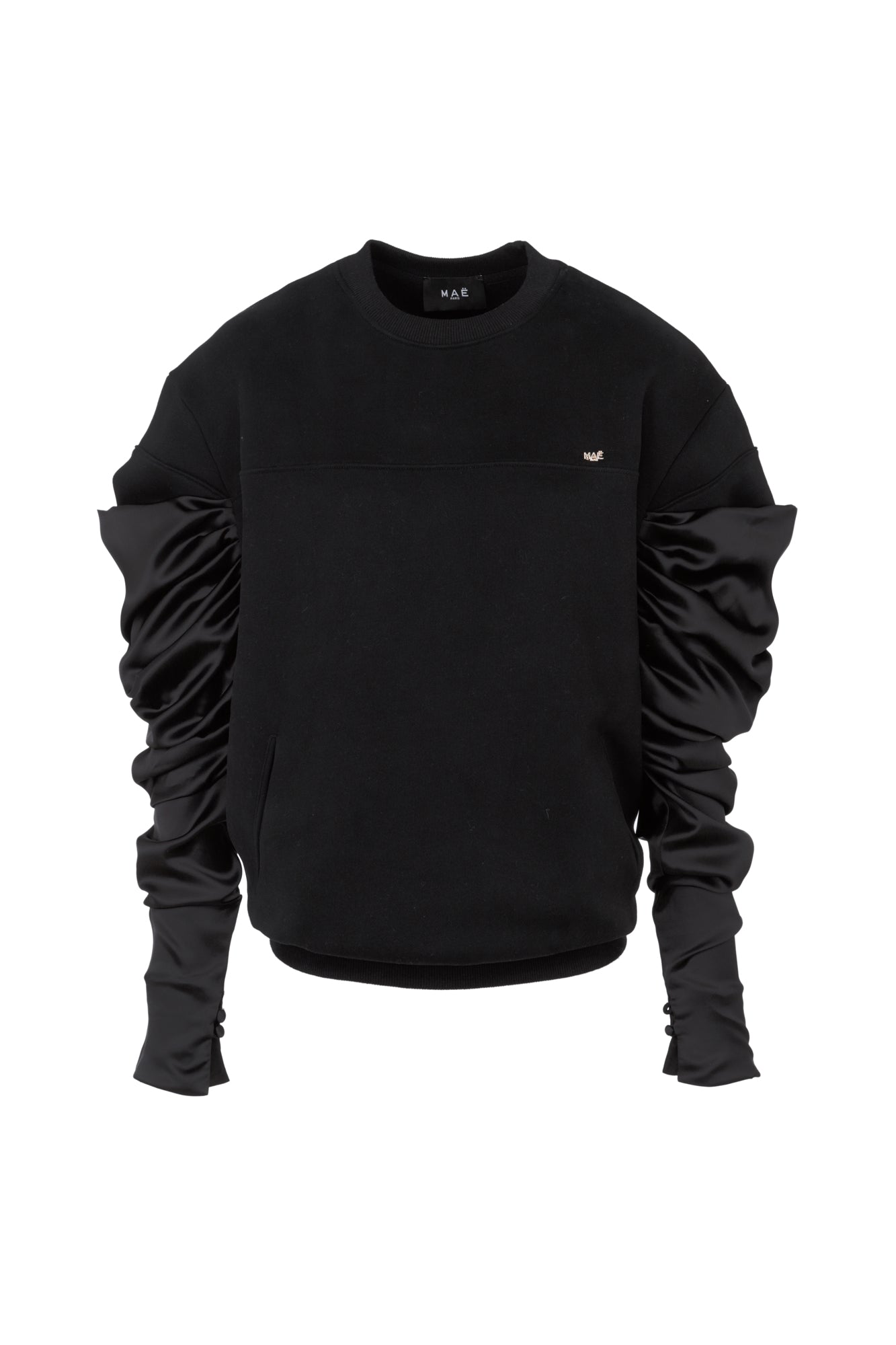 Black satin sleeves sweatshirt
