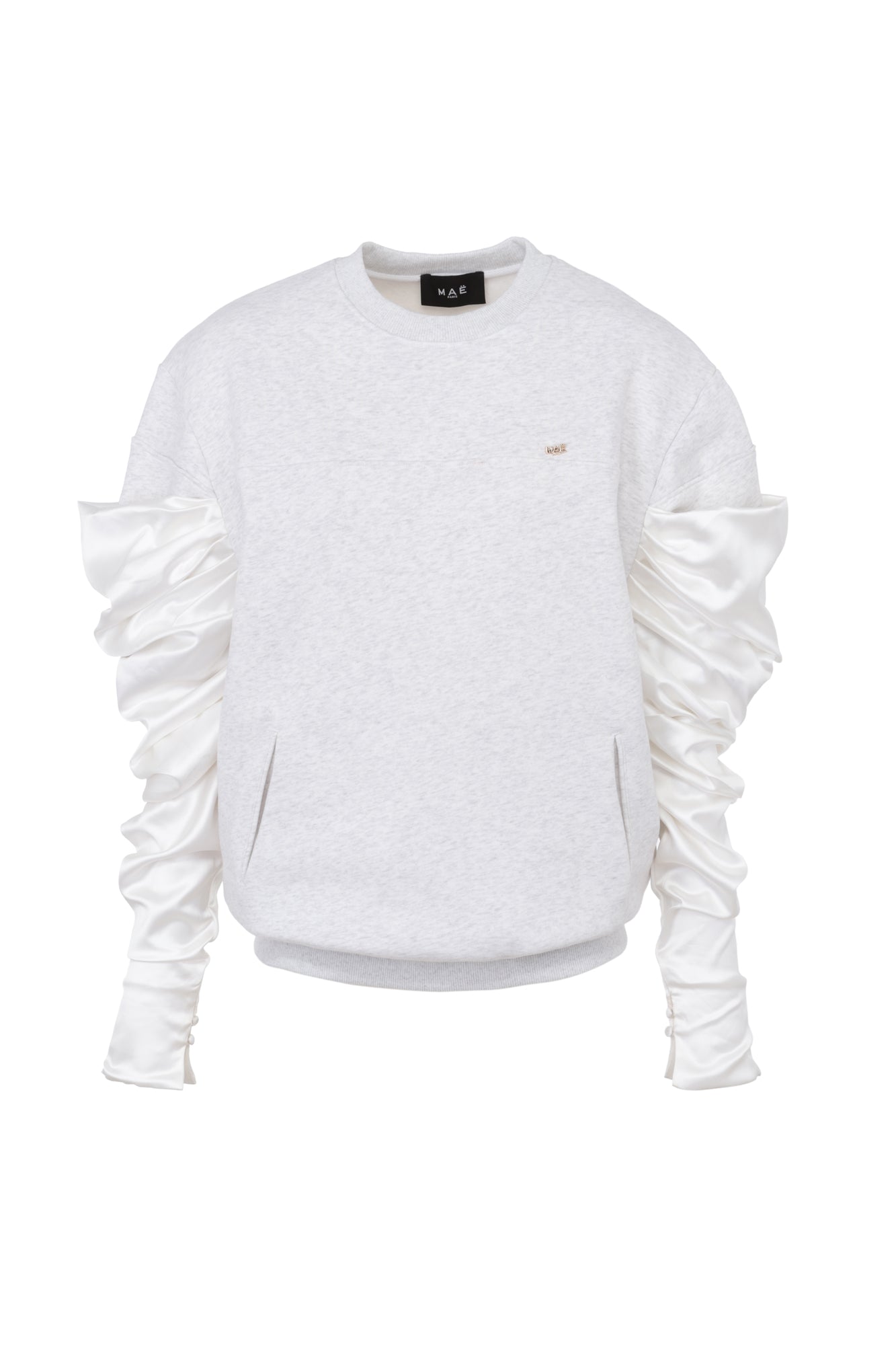 Light grey satin sleeves sweatshirt